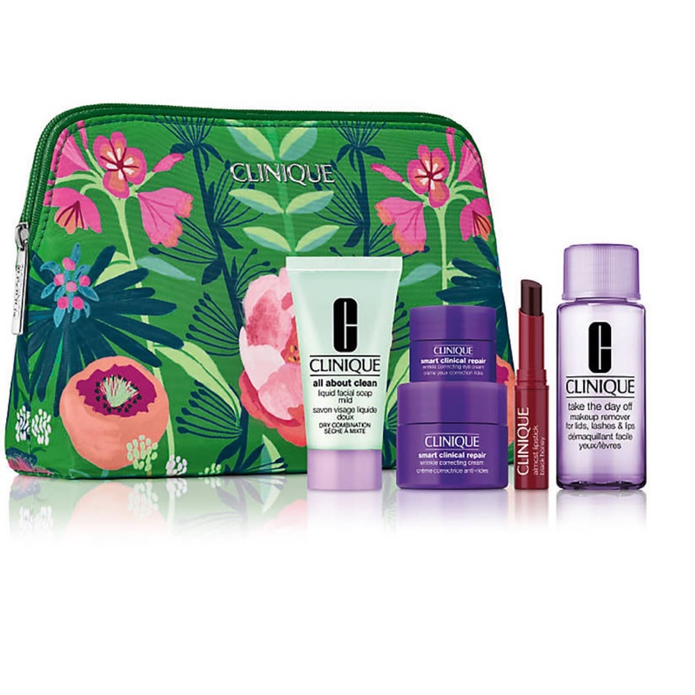 NWT (5 PCS) Clinique Makeup Set with Floral Bag